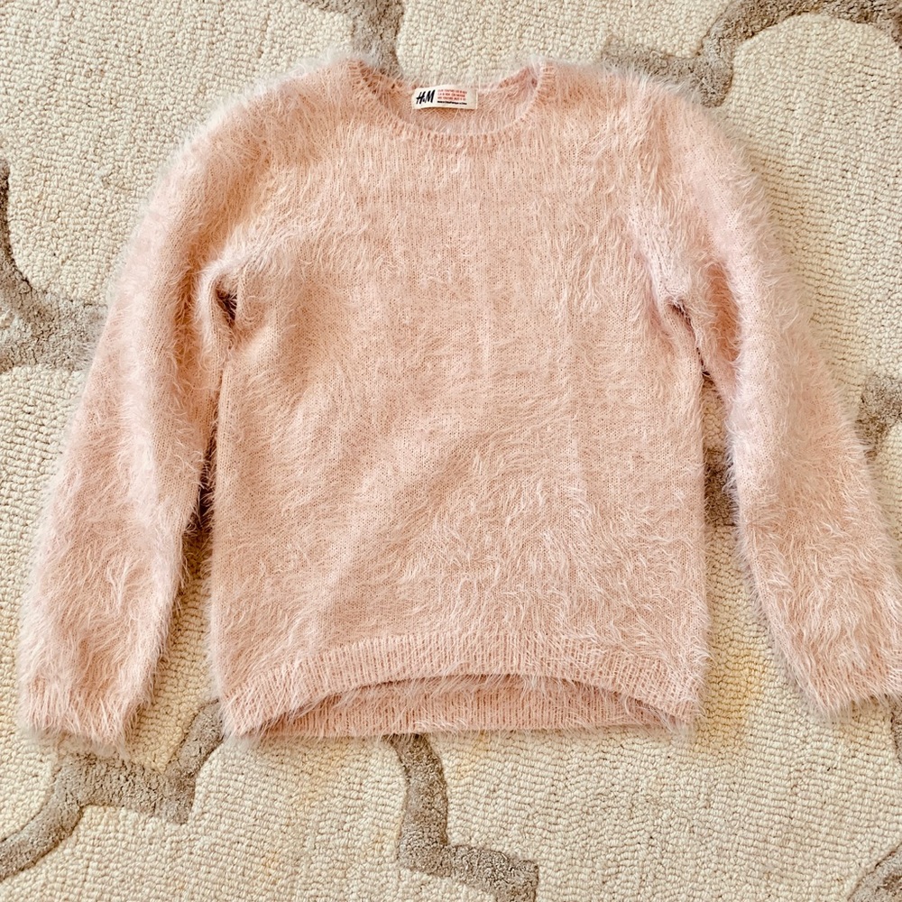 Girls’ Blush Faux Fur Sweater